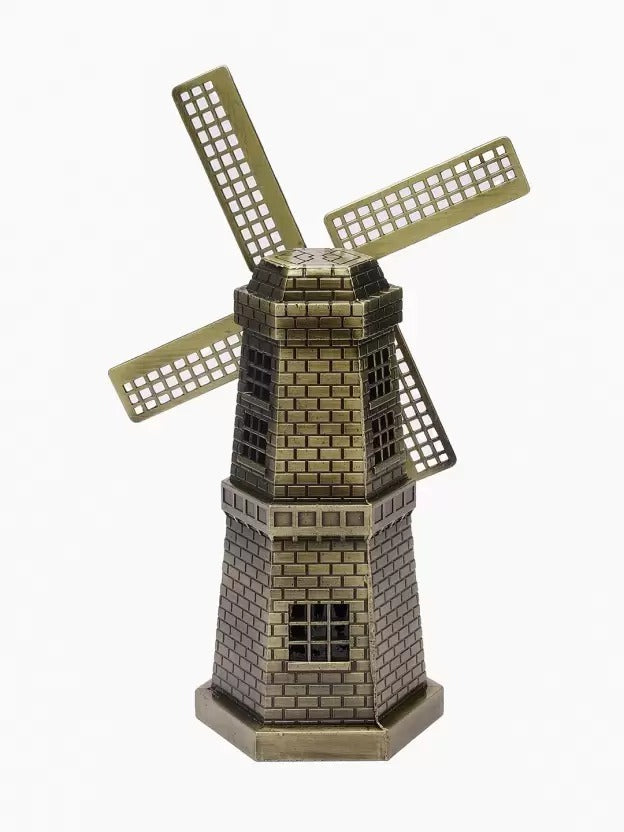 Rotatable Wind Mill Metal Monument for Home and Office Decor Style Antique