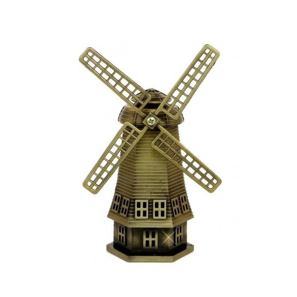 Rotatable Wind Mill Metal Monument for Home and Office Decor Style Antique