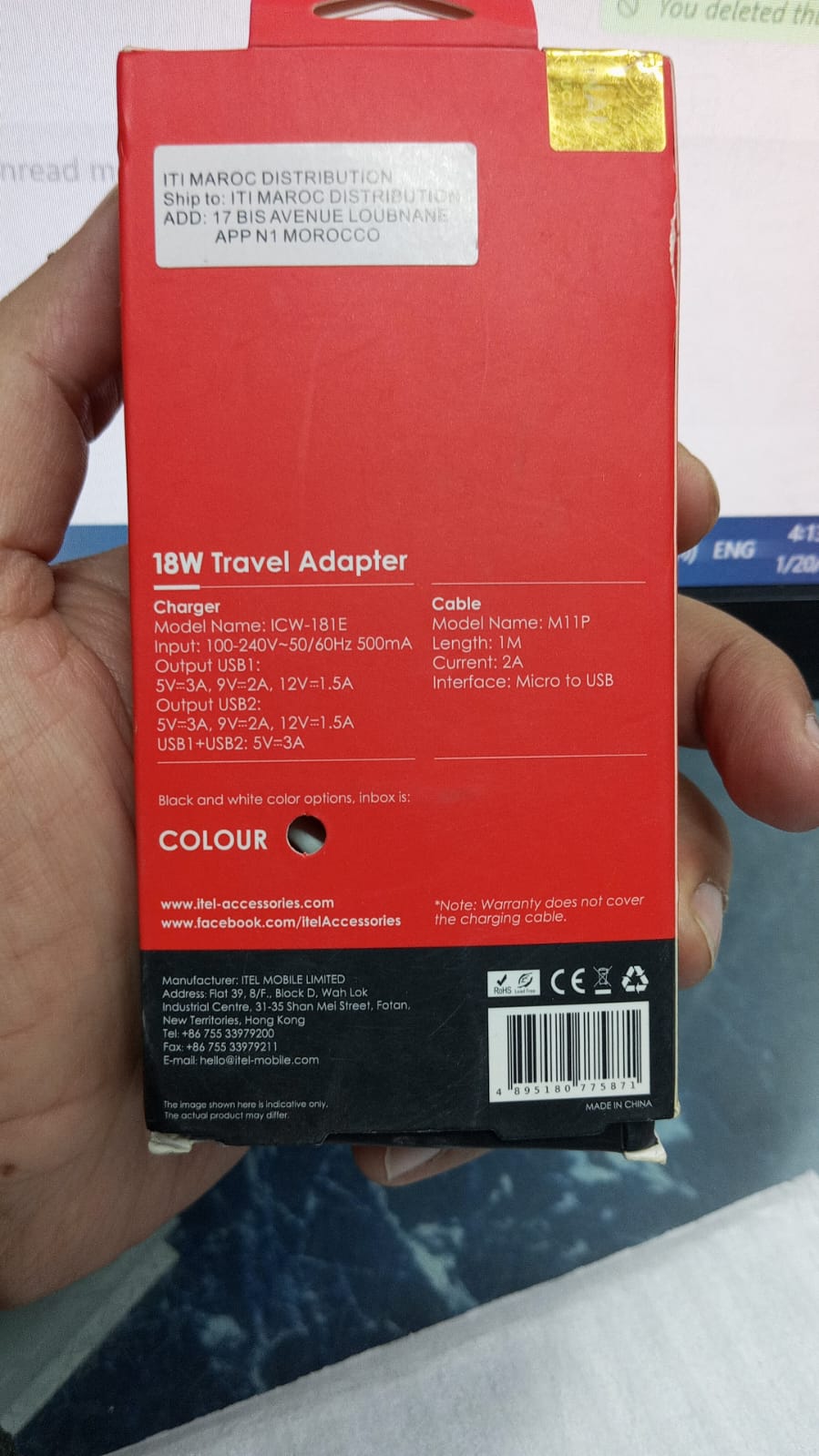 Itel 18w QC3.0 Fast charge Adapter with Fast charging with Micro Cable