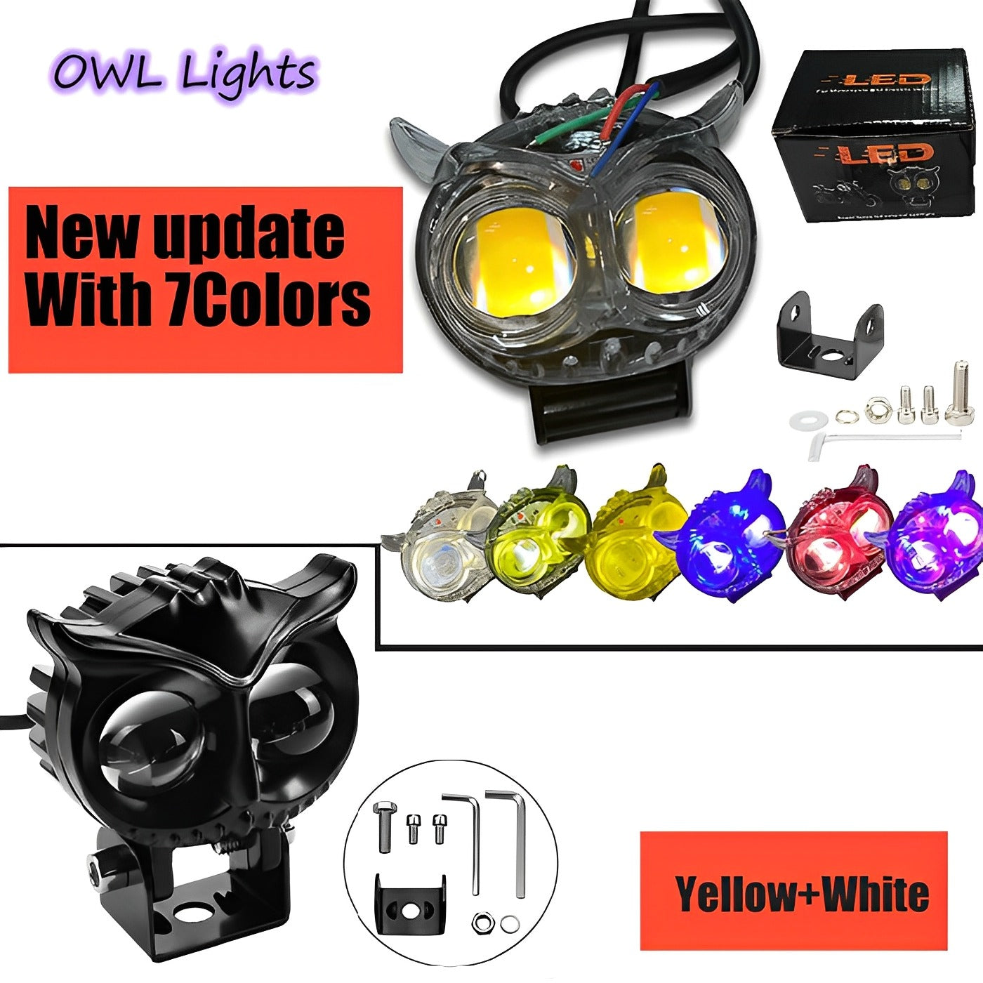 Pack of 1 Owl Fog Light for Bikes metal body -