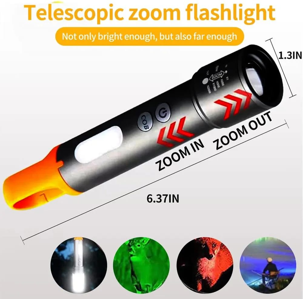 Rechargeable Tactical Flashlight High Lumens, Brightest Flashlights for Emergencies Camping COB Sidelight,