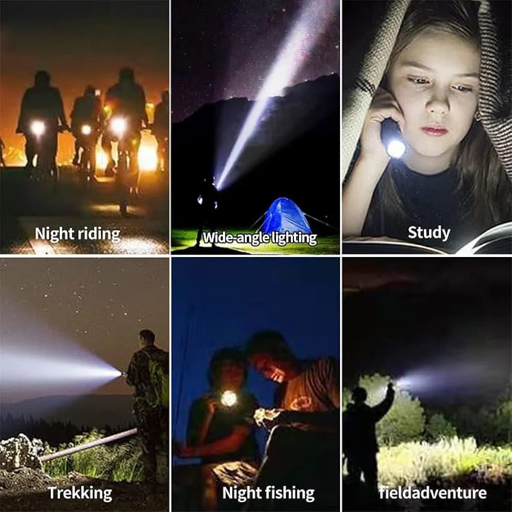 Rechargeable Tactical Flashlight High Lumens, Brightest Flashlights for Emergencies Camping COB Sidelight,
