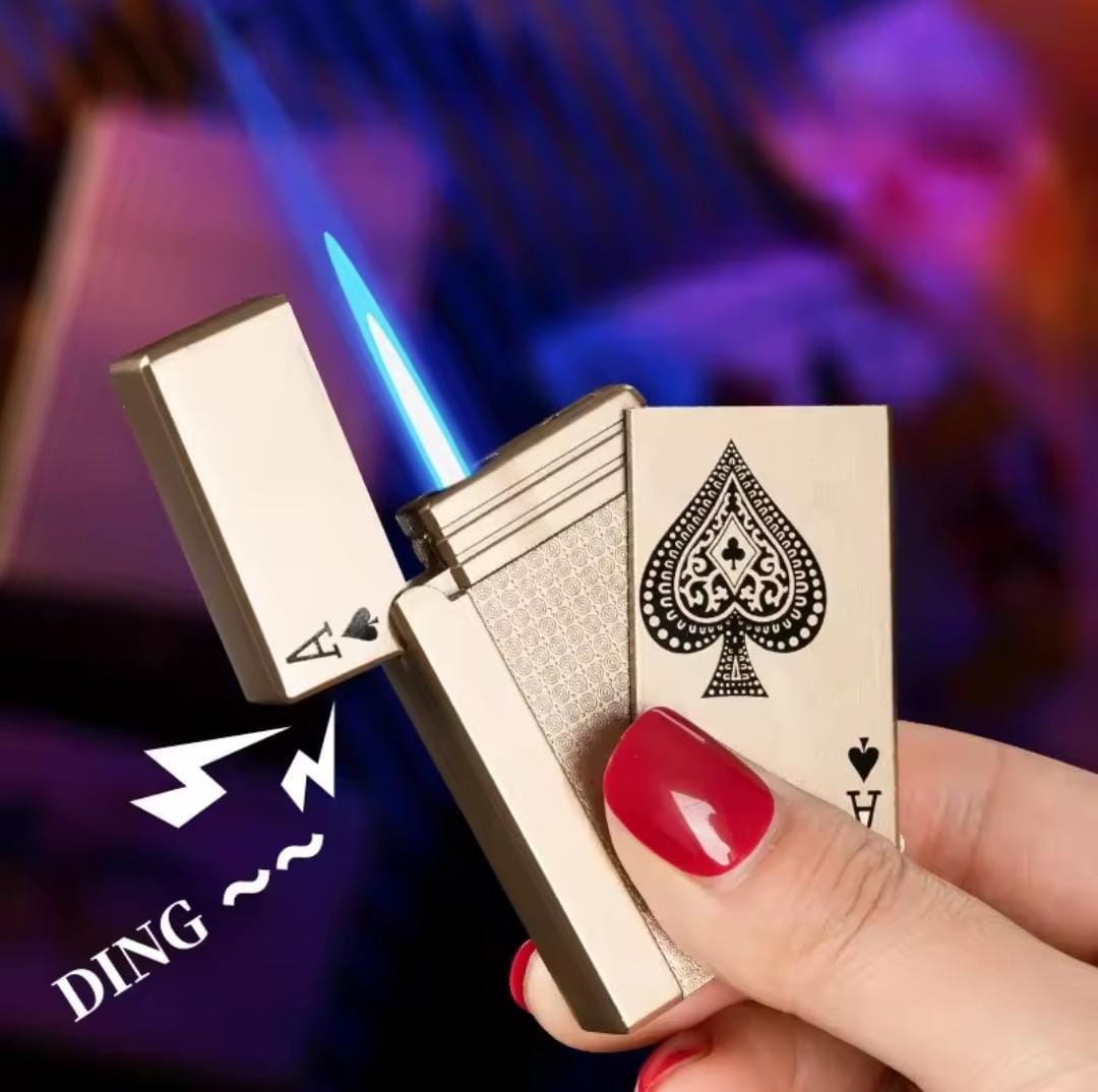 Jet Torch Playing Card Lighter, Green Flame Ace Card Lighter Windproof Refillable