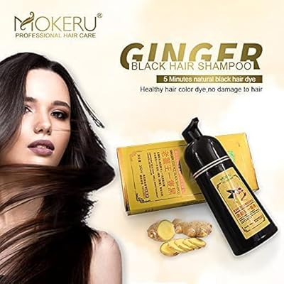 MOKERU Ginger Hair Shampoo for 5-Minute Natural Dye & Healthier, Longer-Lasting Color