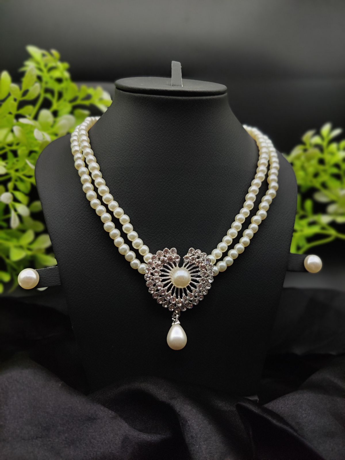 Imported Exquisite Double-Strand Pearl Necklace with Radiant Heart Pendant | Girls &