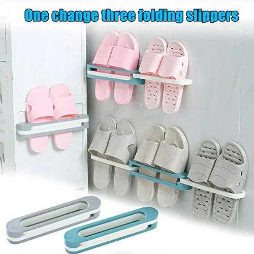 3 In 1 Shoes Rack Wall Mounted Folding Slippers Shoes Bathroom Towel