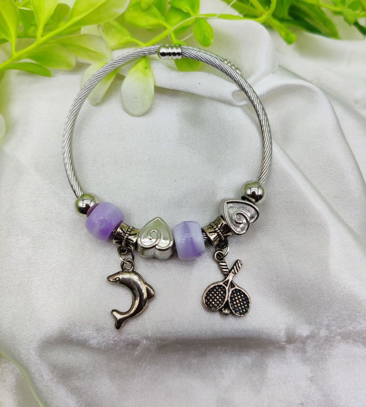 Imported Elegant Dolphin Charm Pandora Bracelet with Purple Accents | Best Quality