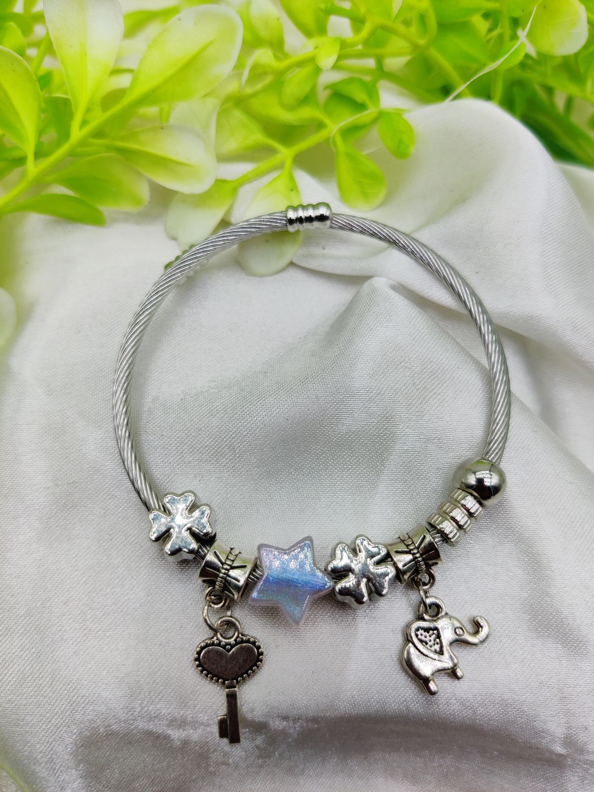 1 Piece Imported Elegant Pandora-Style Charm Bracelet - Starry Opalescent Design |