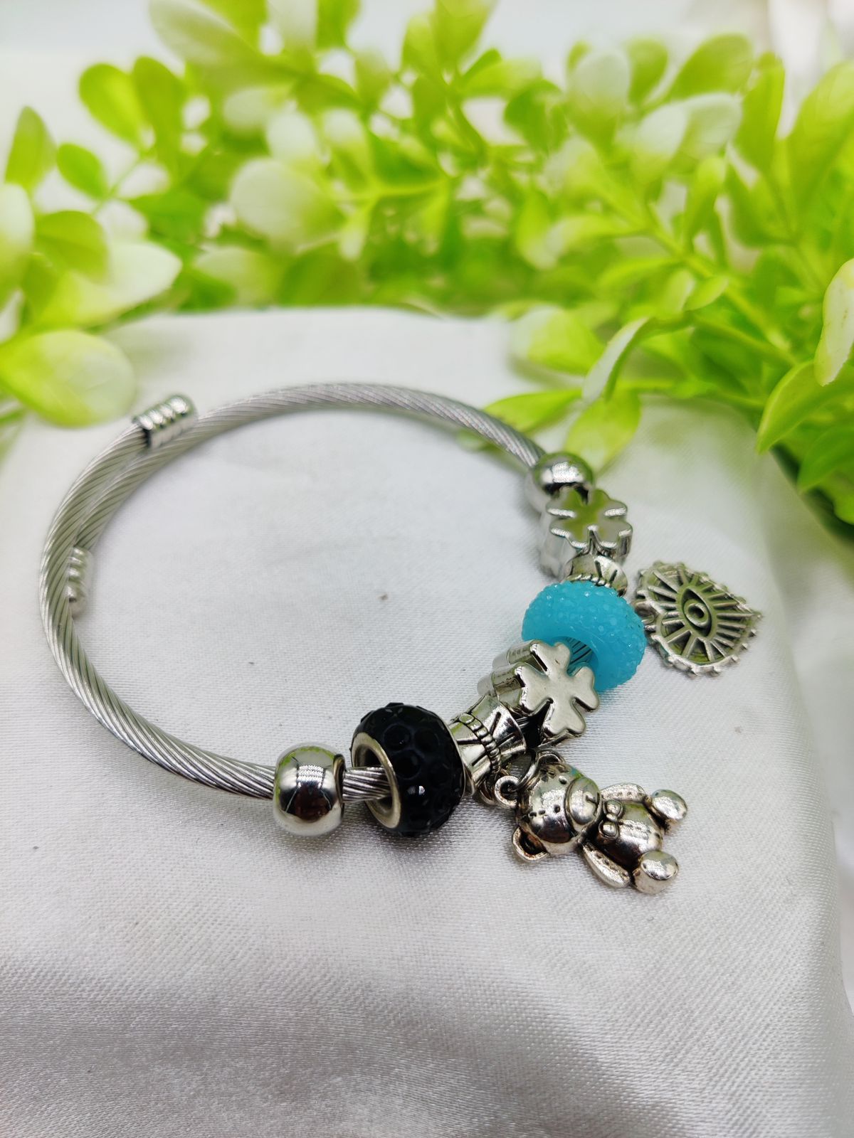 1 Piece Imported Elegant Charm Steel Wire Pandora Bracelet with Bear and