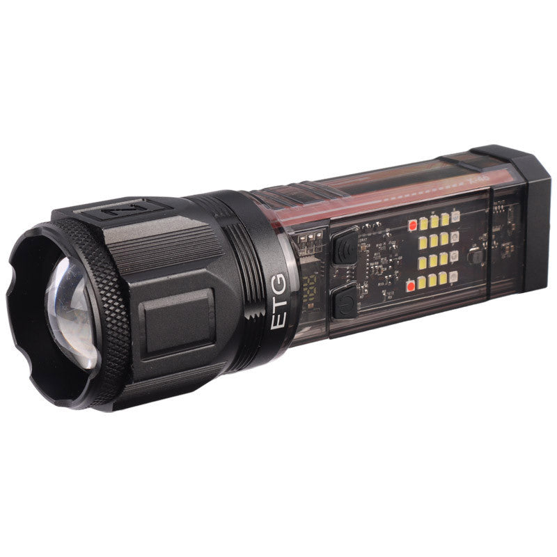 X-46 Multifunctional Flashlight Telescopic Zoom, Type-C Charging, Power Bank & Multiple