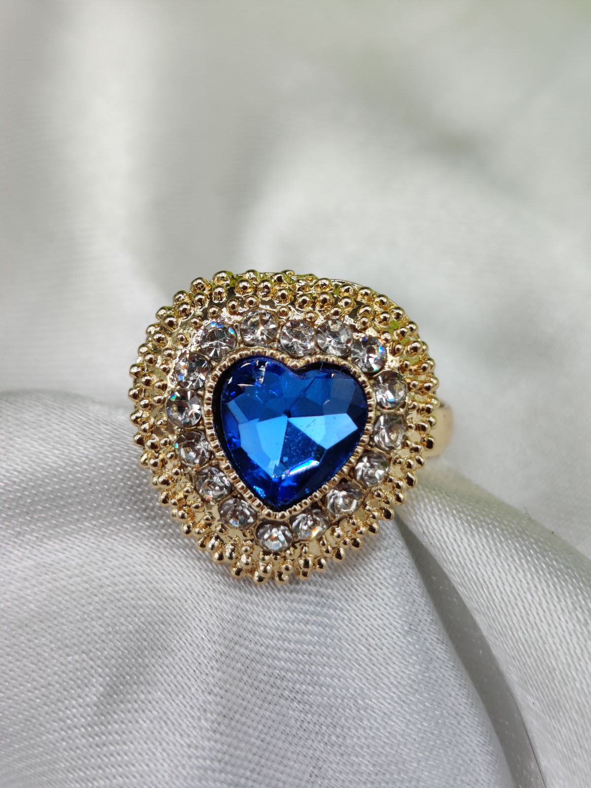 1 Piece Imported Heartfelt Elegance Blue Crystal Ring | Adjustable Ring