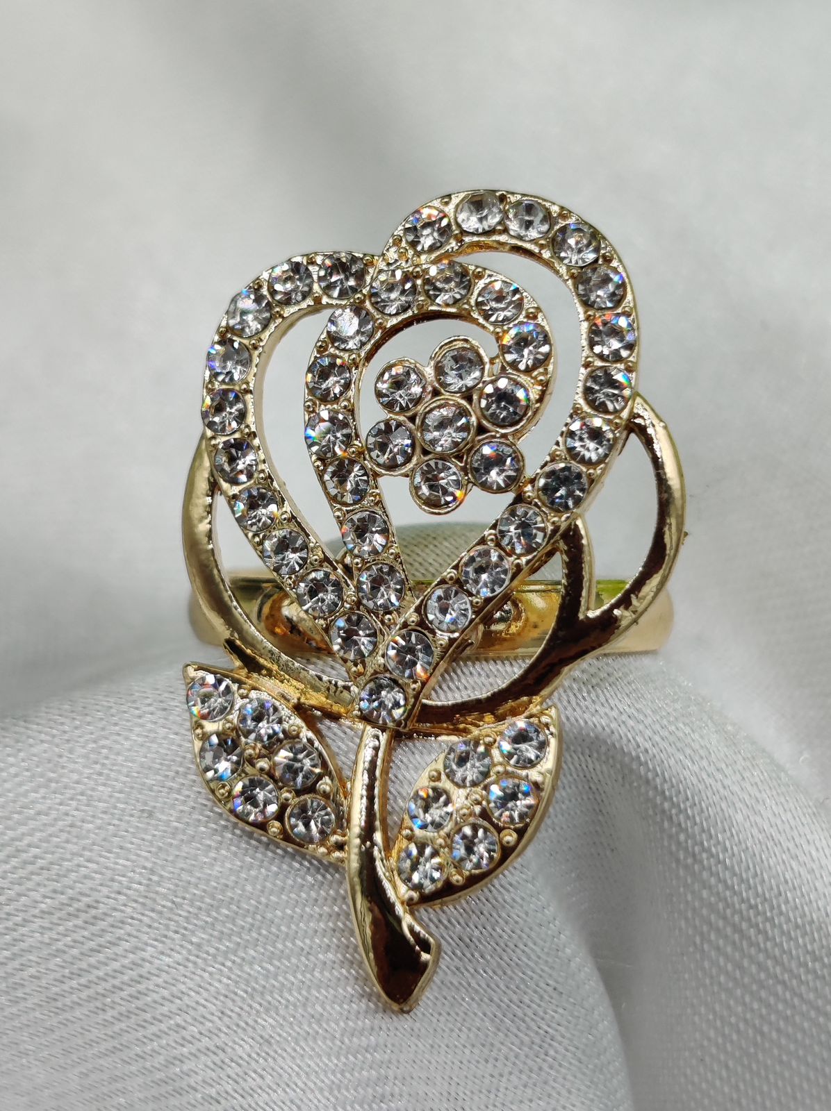 1 Piece Imported Sparkling Floral Elegance Adjustable Ring | Elegant Design Adjustable