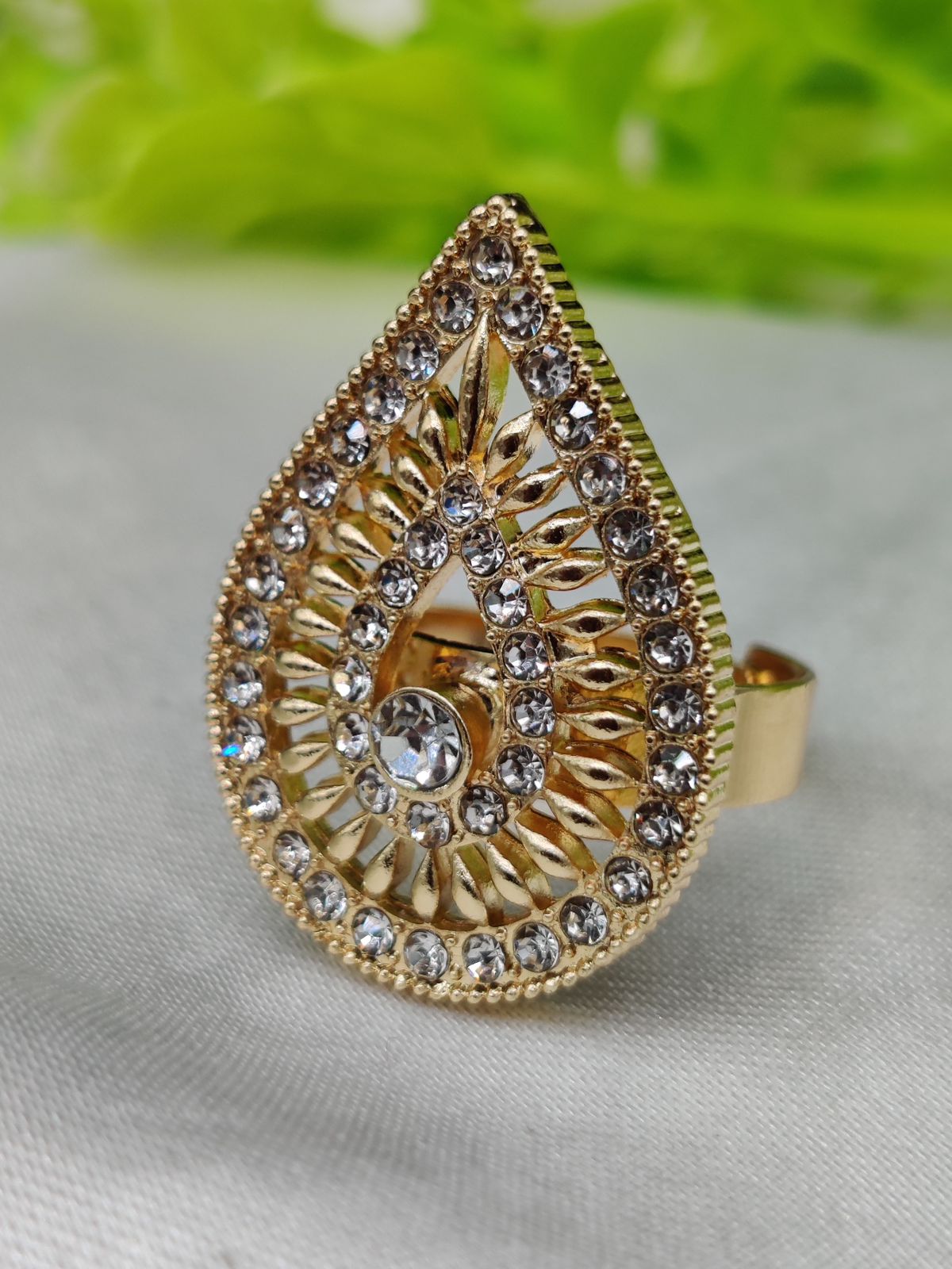 1 Piece Import Radiant Teardrop Crystal Embellished Ring | Best Quality Adjustable