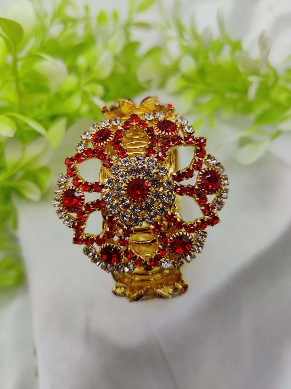Imported Golden Lace Crystal Bracelet | Royal Ruby Elegance Bracelet | Royal