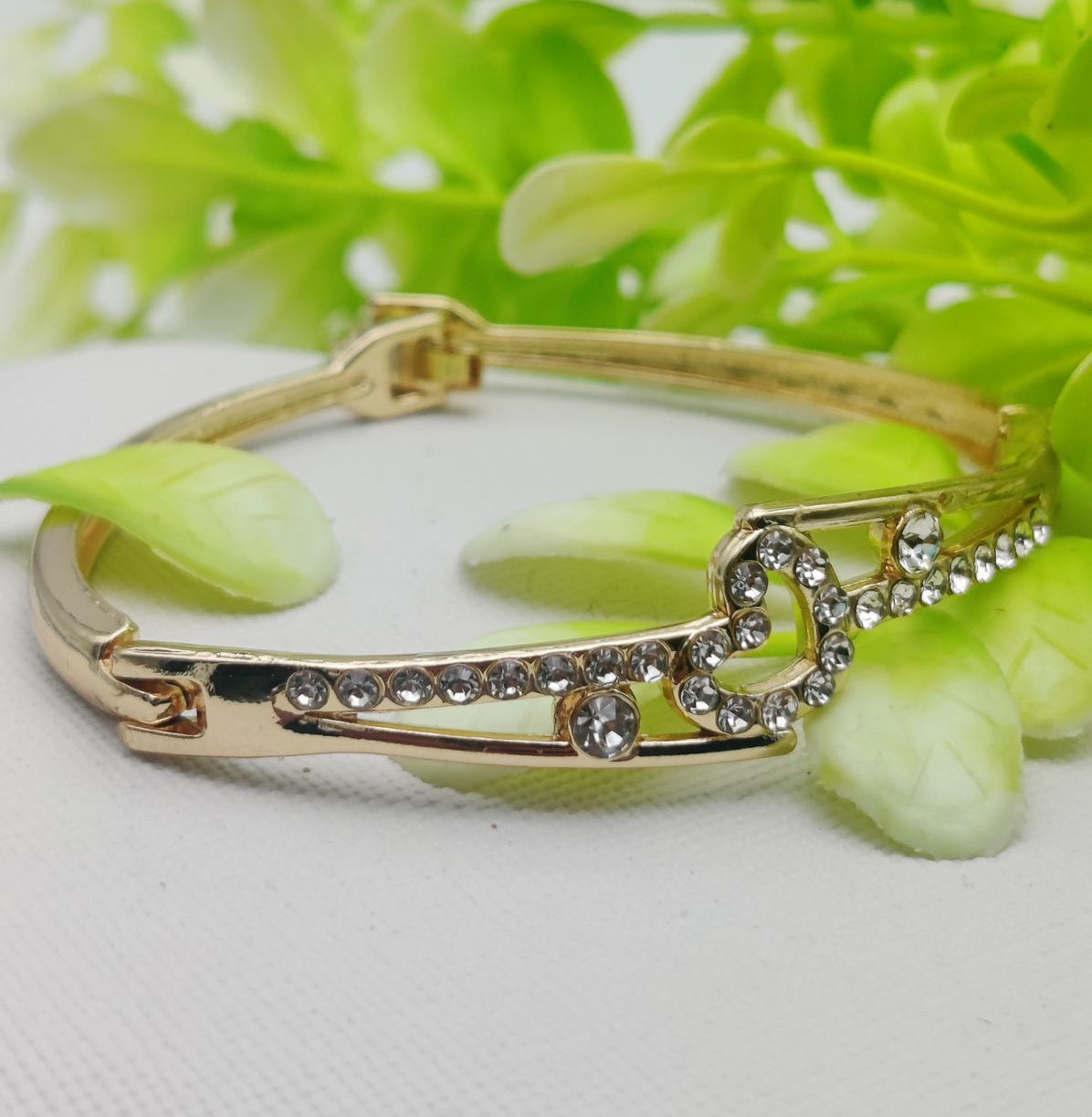 Adjustable Heart Charm Bracelet with Crystal Embellishments - Imported Elegance | Best