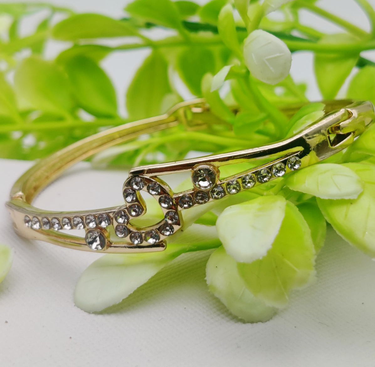 Adjustable Heart Charm Bracelet with Crystal Embellishments - Imported Elegance | Best