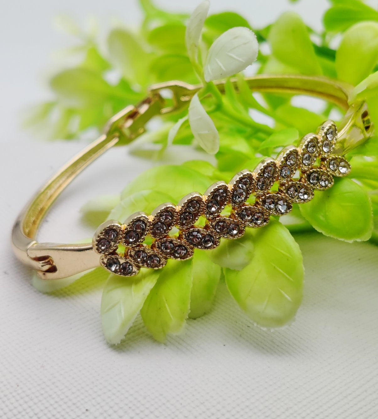Imported Adjustable Leafy Crystal Bracelet Elegance Redefined | Best Quality Artificial