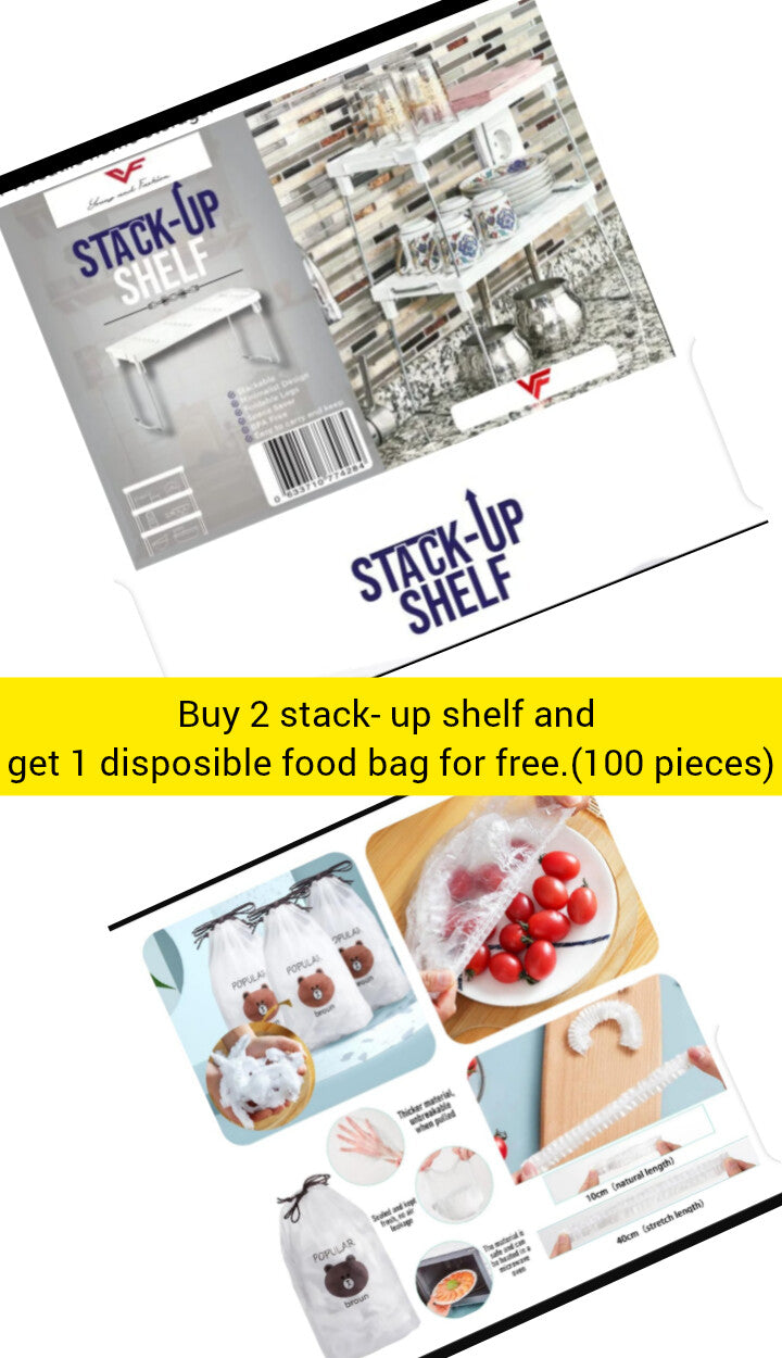 ( 2 in 1 ) stack- up shelf and disposible food
