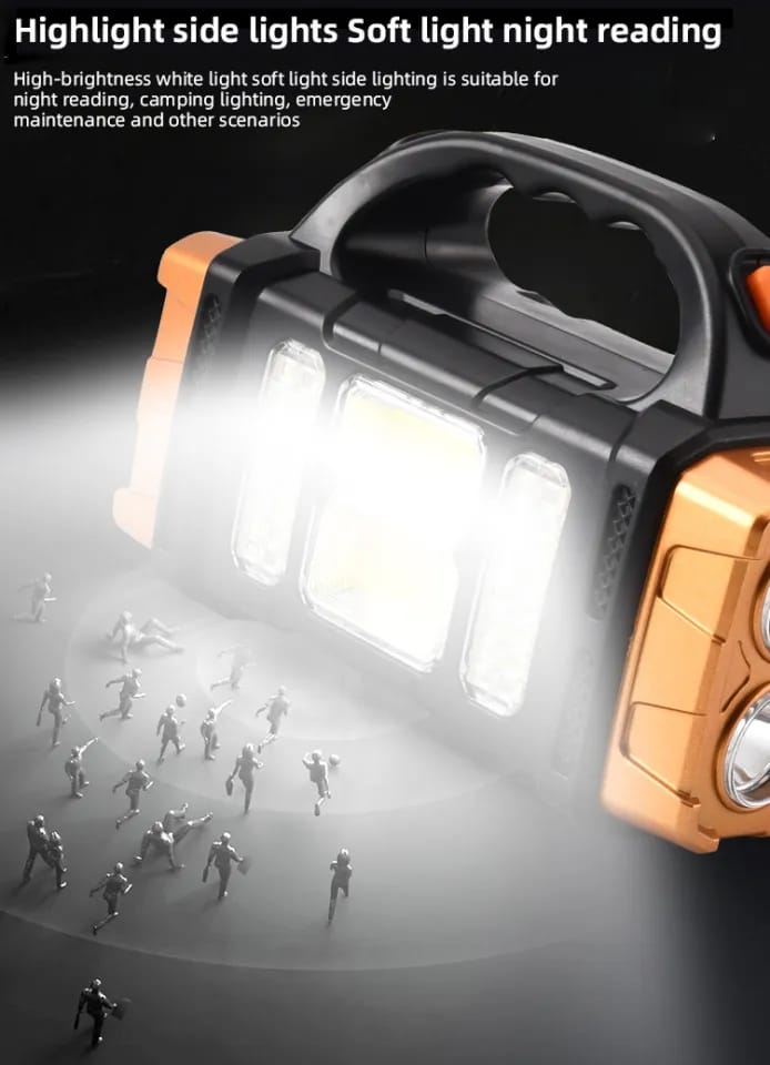HB-2678 Solar LED Flashlight Portable USB Rechargeable Flashlight COB Torch Light Powerful