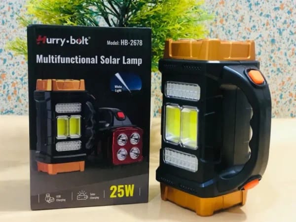 HB-2678 Solar LED Flashlight Portable USB Rechargeable Flashlight COB Torch Light Powerful