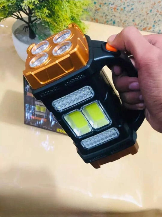 HB-2678 Solar LED Flashlight Portable USB Rechargeable Flashlight COB Torch Light Powerful