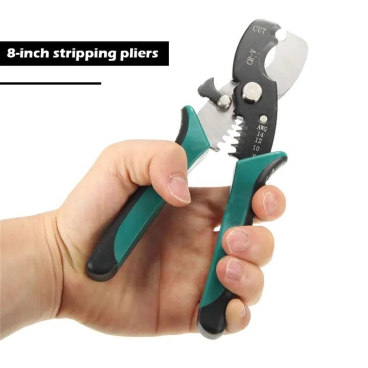 8 Inch Wire Stripper Cable Cutting Scissor Stripping Pliers Cutter Hand Tools