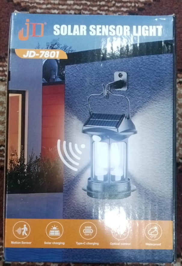 JD 7801 Solar Lantern with USB Charging Port Portable, Eco-Friendly Outdoor Lamp