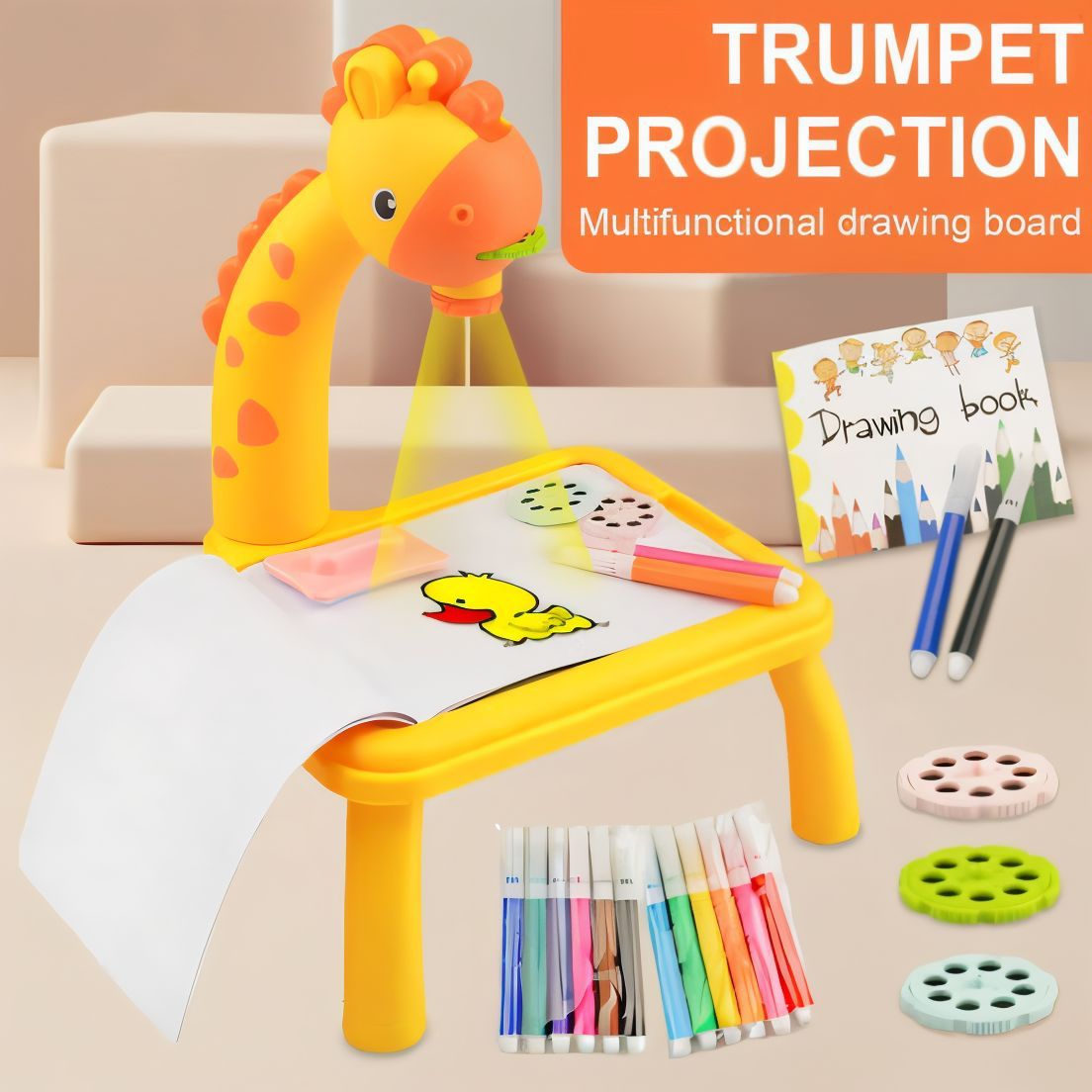 Giraffe Small Size Art Drawing Board Leds Projector Light Toy Children Kids