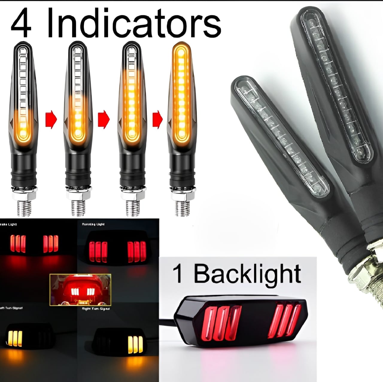 Set of 4 Fancy Indicators for All Bikes + Free Backlight |