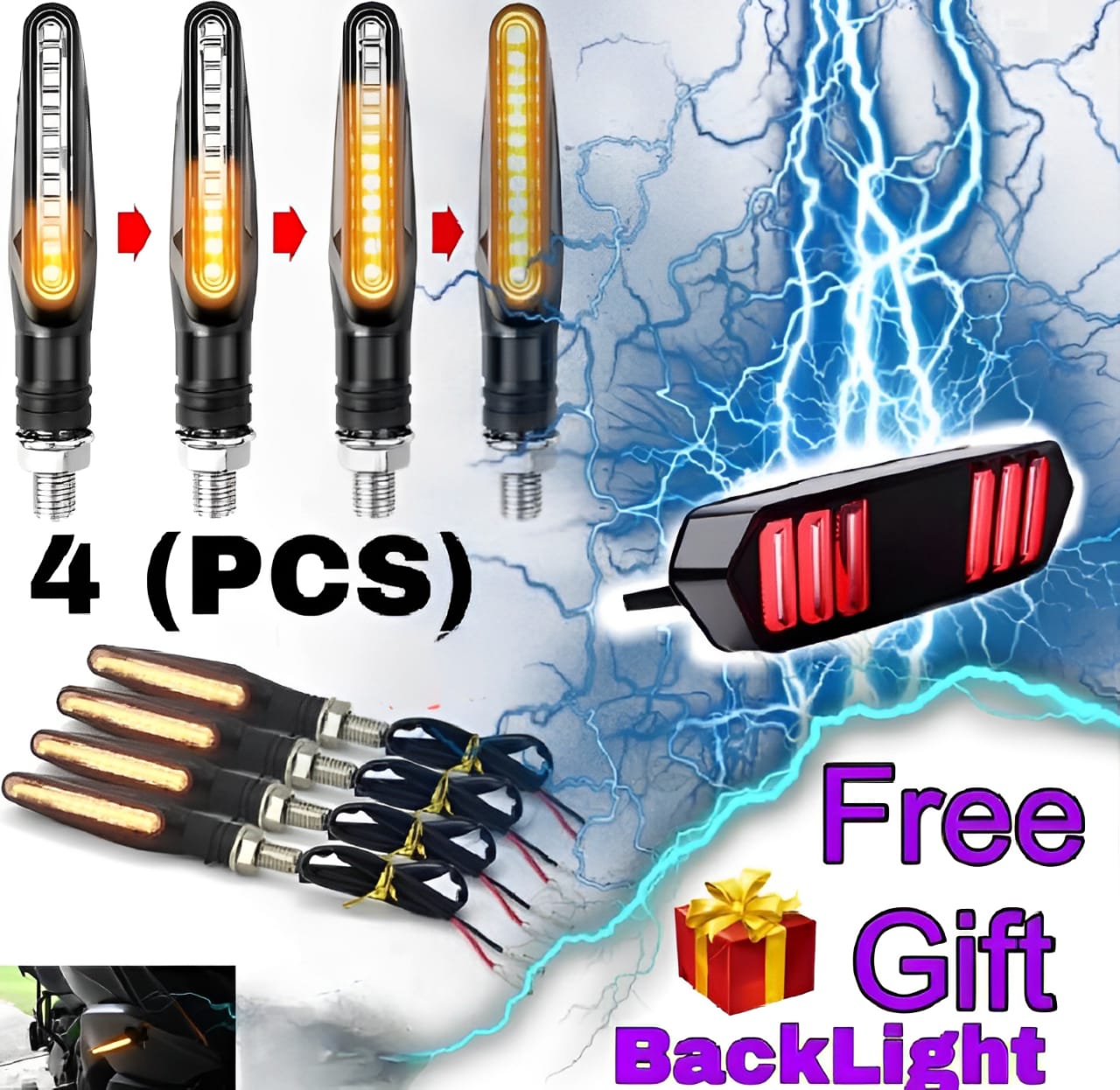 Set of 4 Fancy Indicators for All Bikes + Free Backlight |