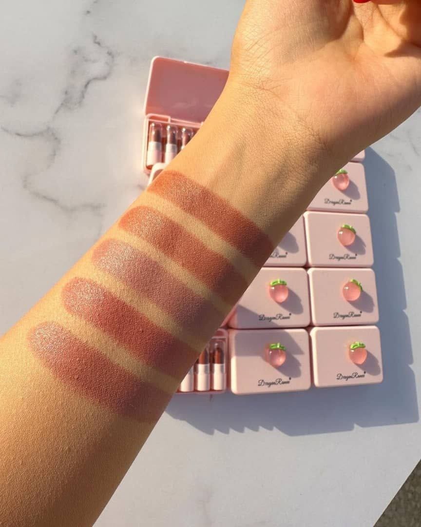 5 Pcs Dragon Ranee Peach Mini Lipstick Set | Long Lasting Makeup