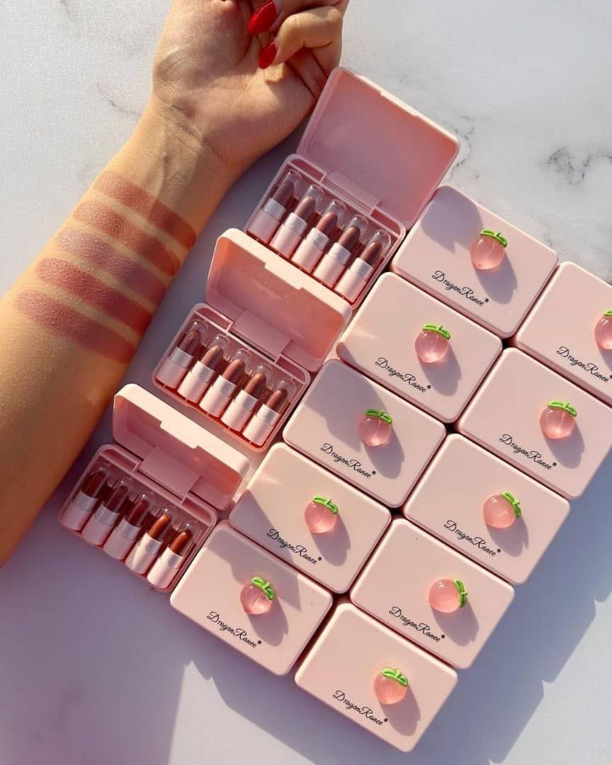 5 Pcs Dragon Ranee Peach Mini Lipstick Set | Long Lasting Makeup