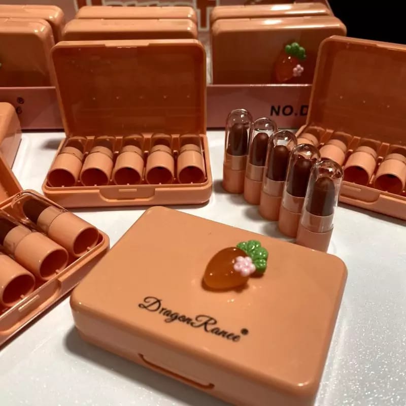 5 Pcs Dragon Ranee Carrot Mini Lipstick Set | Long Lasting Makeup