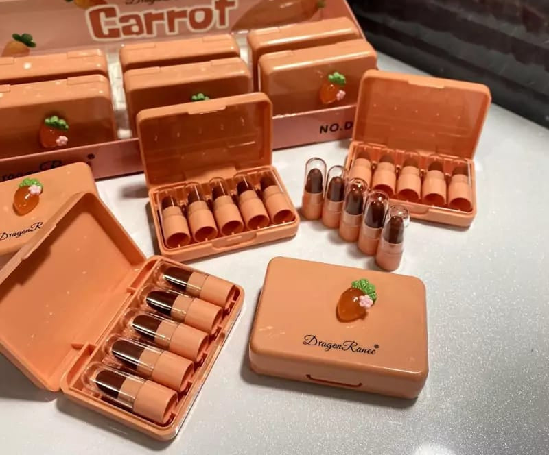 5 Pcs Dragon Ranee Carrot Mini Lipstick Set | Long Lasting Makeup