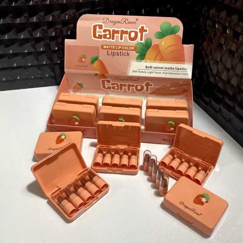 5 Pcs Dragon Ranee Carrot Mini Lipstick Set | Long Lasting Makeup
