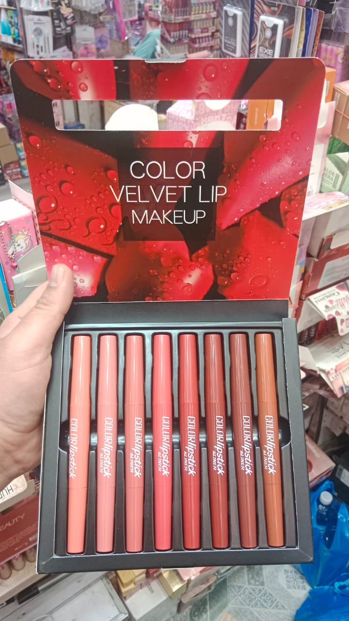 Pack Of 8 2-In-1 Matte Lipstick And Lip Liner Set, Waterproof