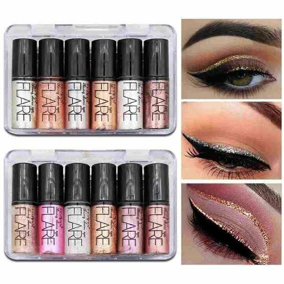 Pack of 6 Mocallure Metallic Shiny Waterproof Glitter Eyeshadow Liquid Eyeliner (Random