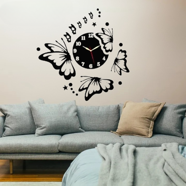 3d Butterfly wall clock | Wooden Wall Clock | Wall Art for