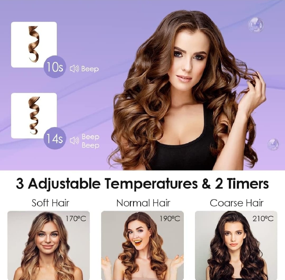 Hair Curler, 32mm Automatic Curling Iron, 3 Adjustable Temperatures And 2 Timer