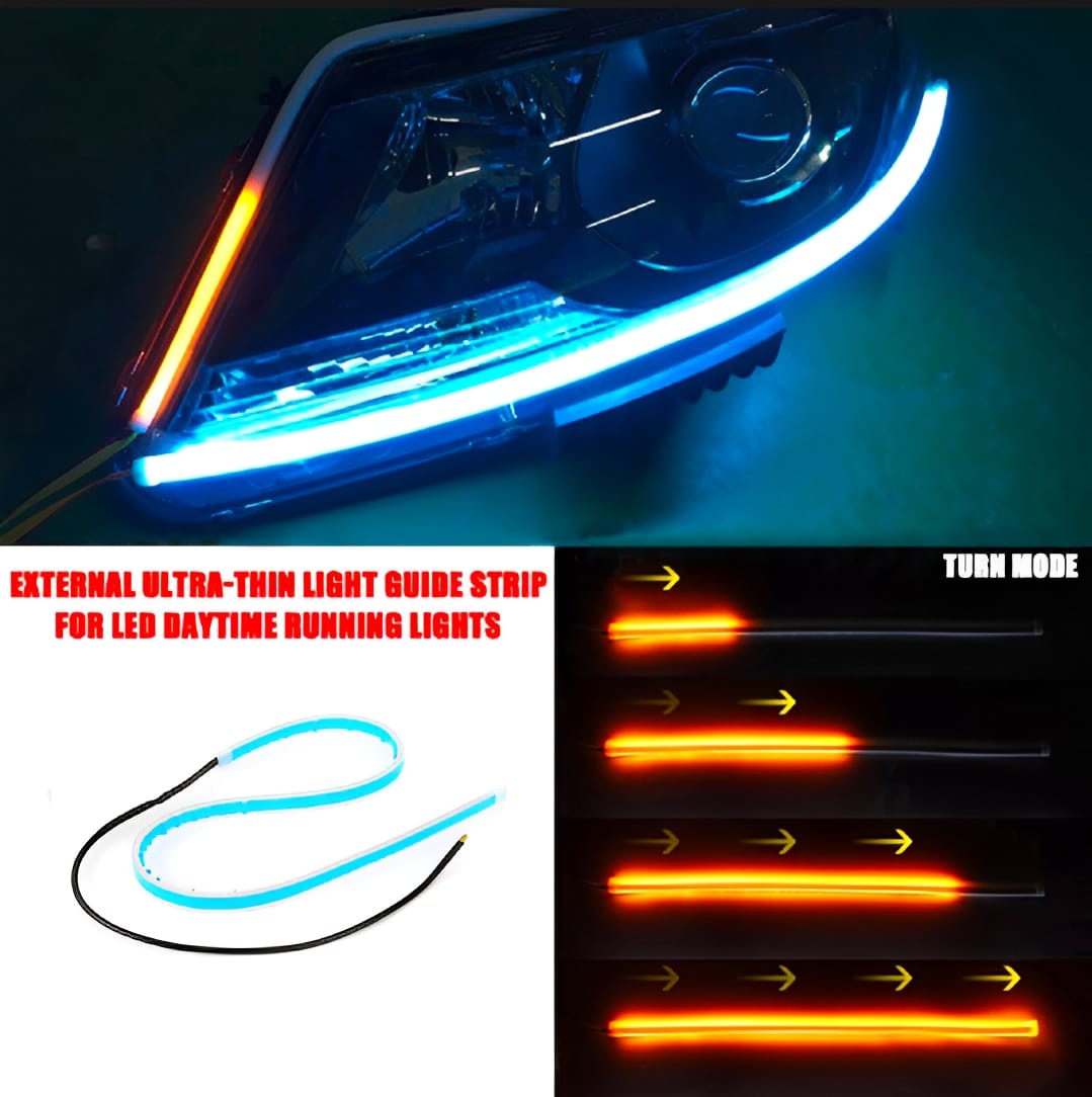 2 Pcs White Color Audi-Style Flexible 60 cm Headlight DRL Light Strips