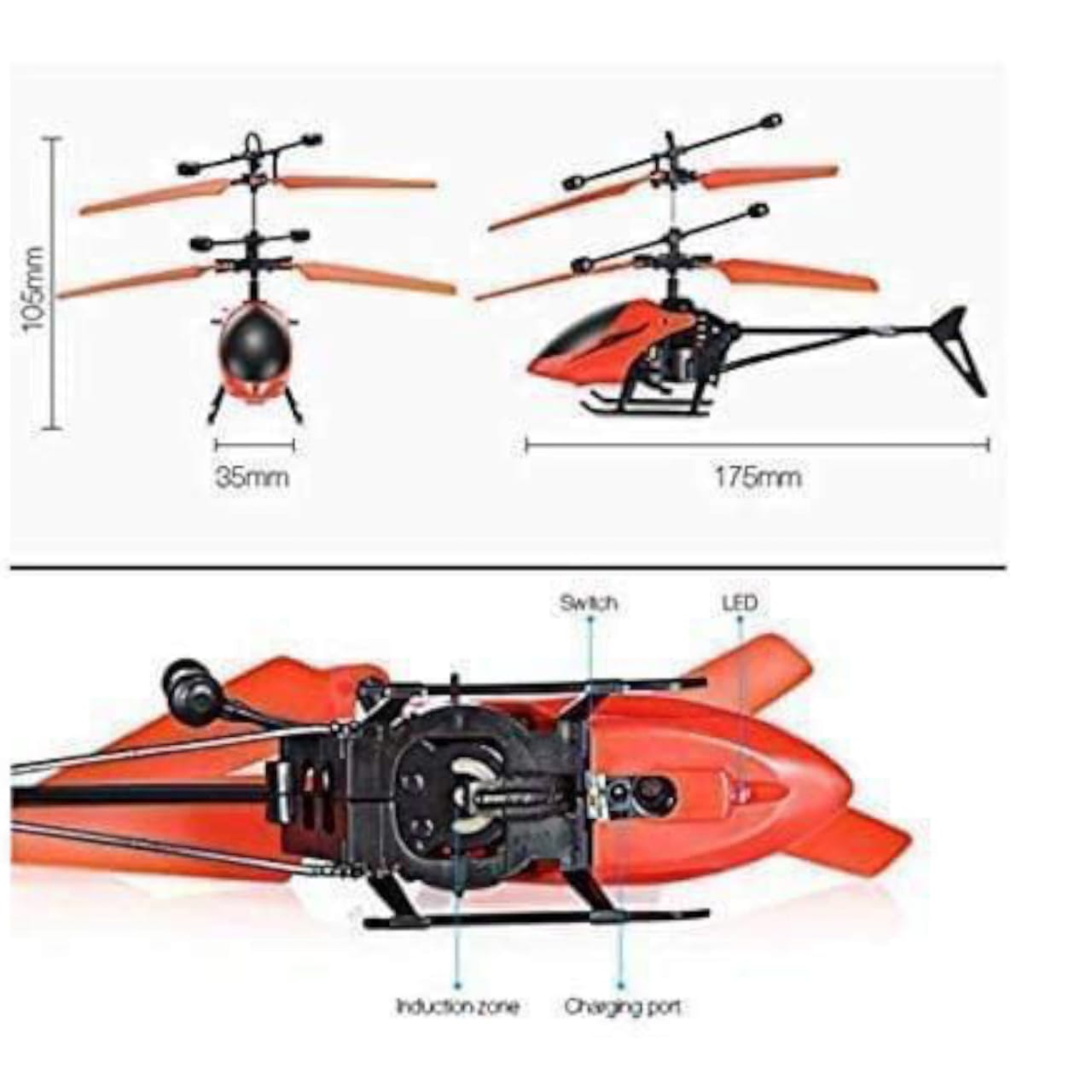 Infrared Induction LED Helicopter Hand Sensor Controlled, Rechargeable Flying Toy |