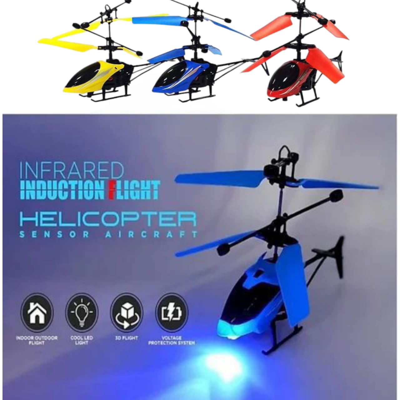 Infrared Induction LED Helicopter Hand Sensor Controlled, Rechargeable Flying Toy |