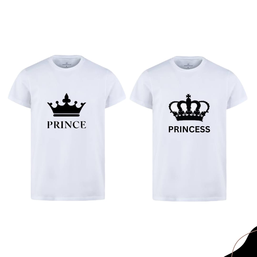Combo Of Prince & Princes Style White T-Shirt with Cute Design -