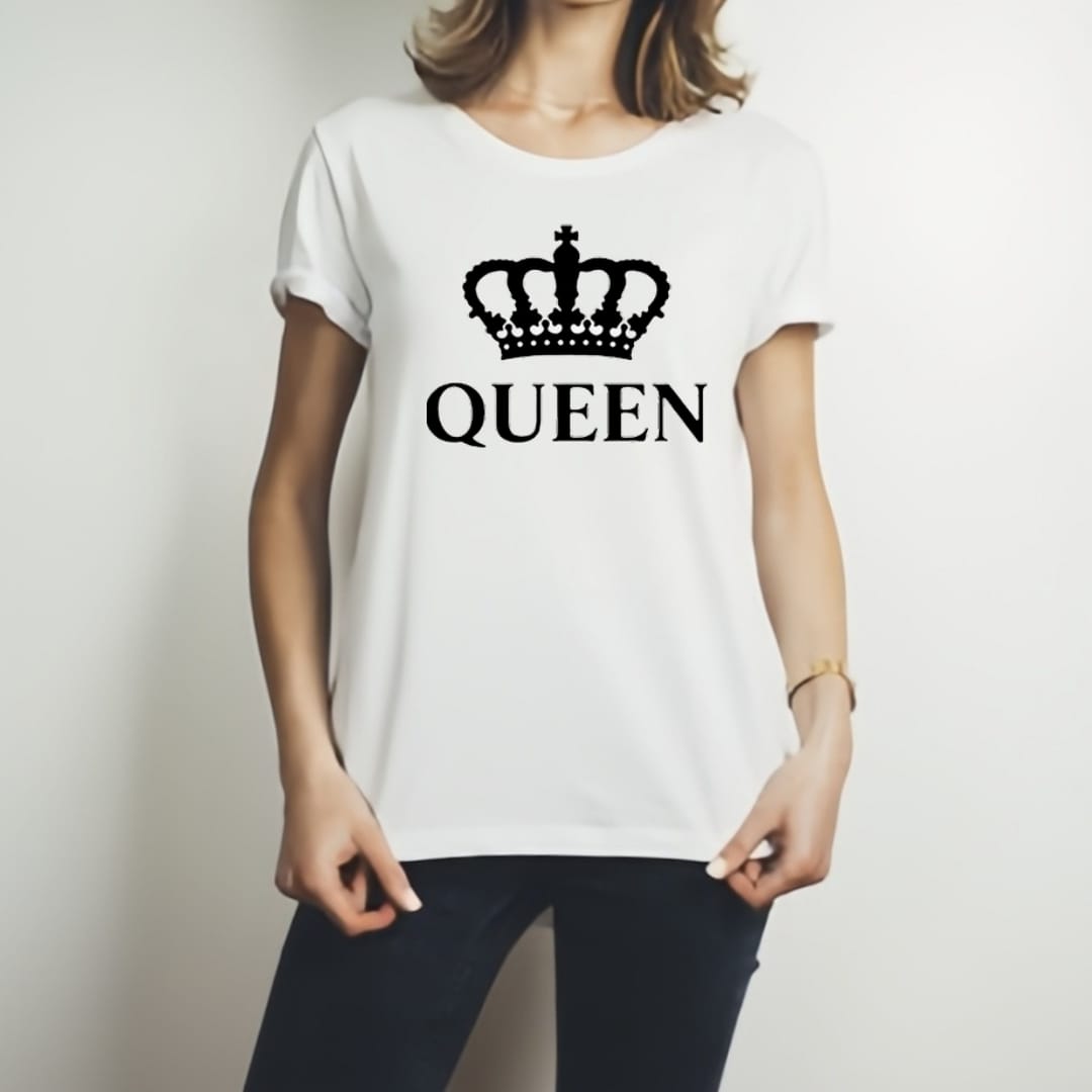 King & Queen Style White T-Shirt - King & Queen Design T-Shirts