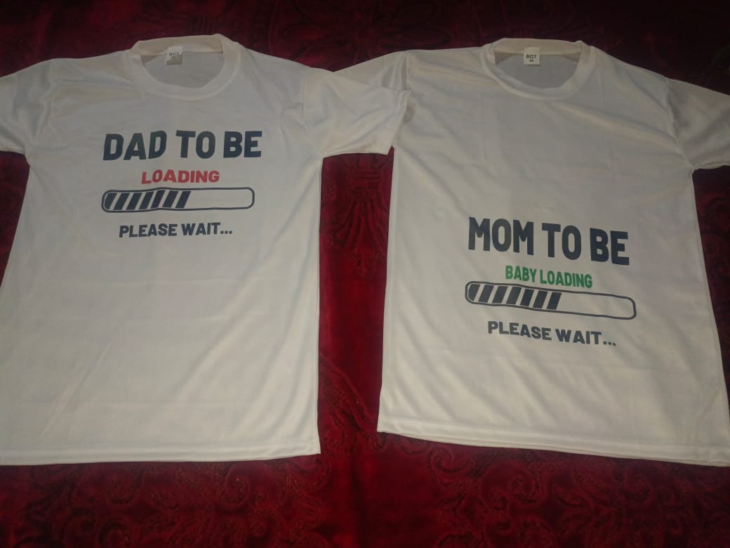 Combo Of Dad to Be & Mom to Be Style White T-Shirt