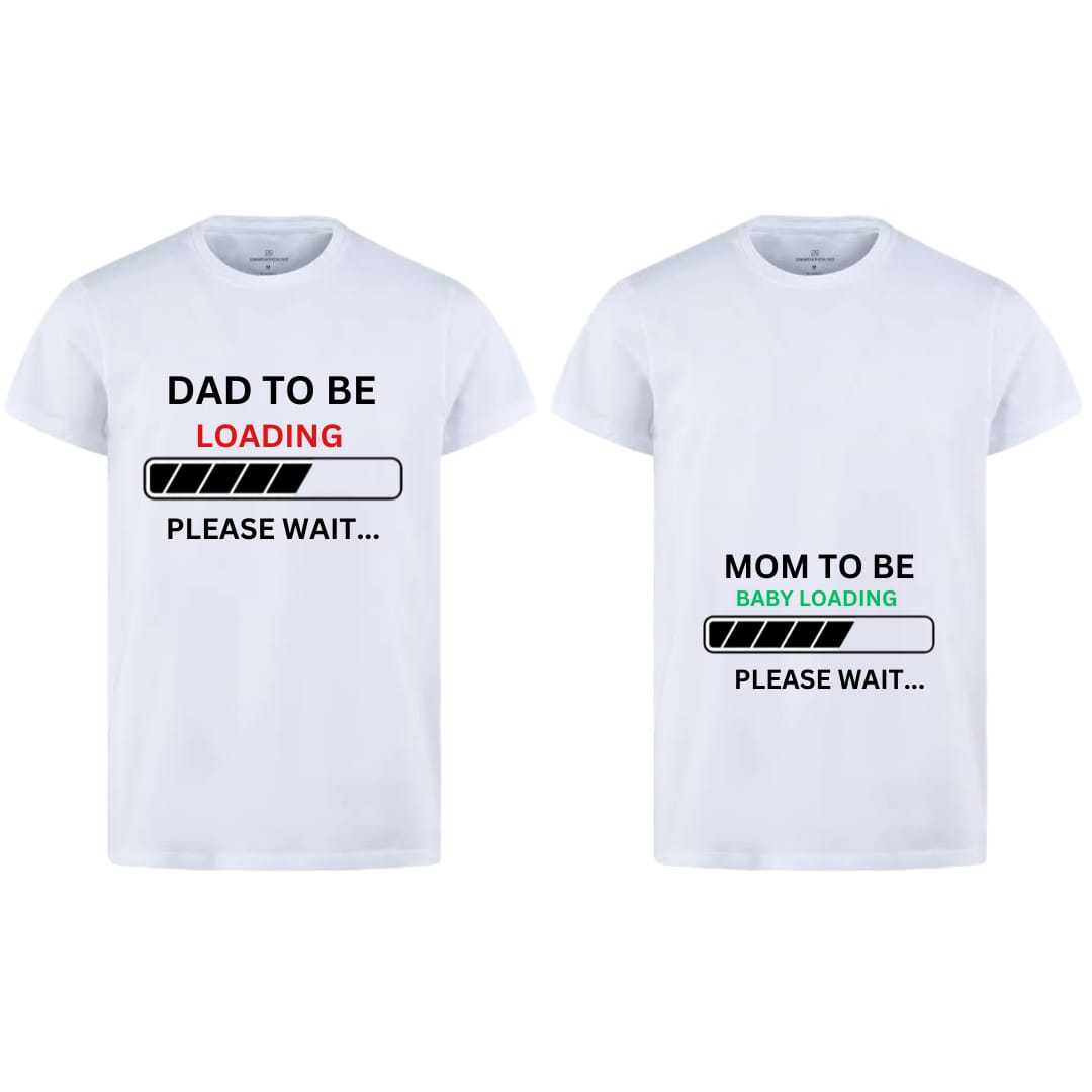 Combo Of Dad to Be & Mom to Be Style White T-Shirt