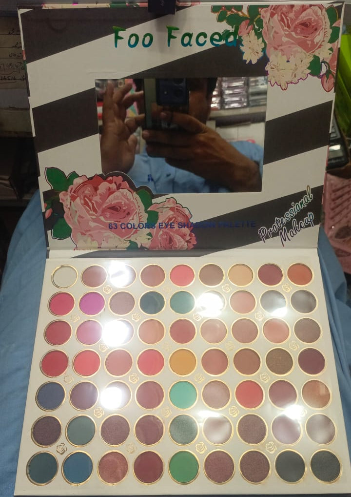 Foo Face 63-Color Eyeshadow Palette Matte, Shimmer & Glitter Shades for