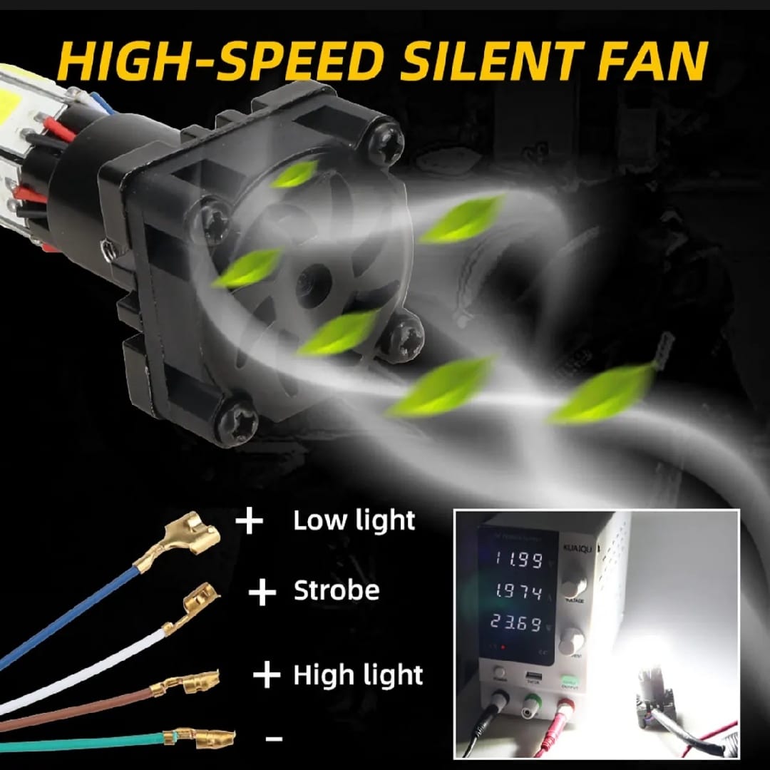 M6 LED Universal Headlight with Fan for All Bikes | universal fitting