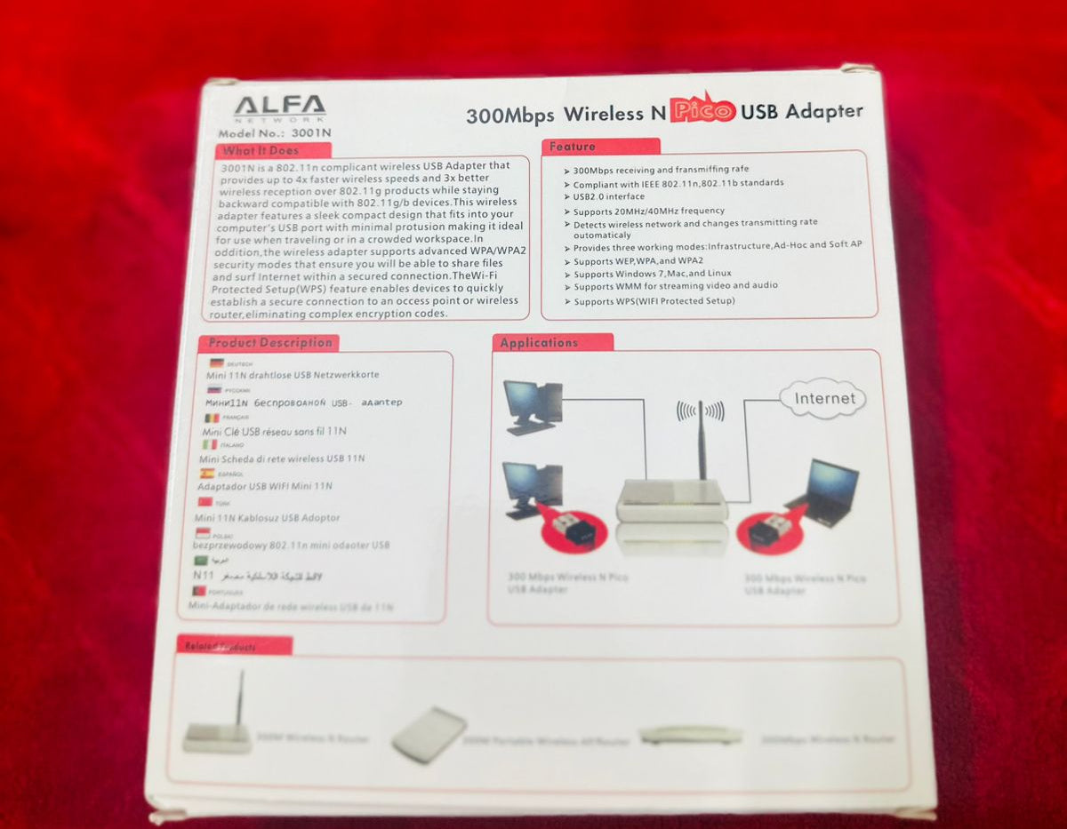 Alfa Mini USB WiFi Adapter | 300Mbps Wireless LAN Card for Computer