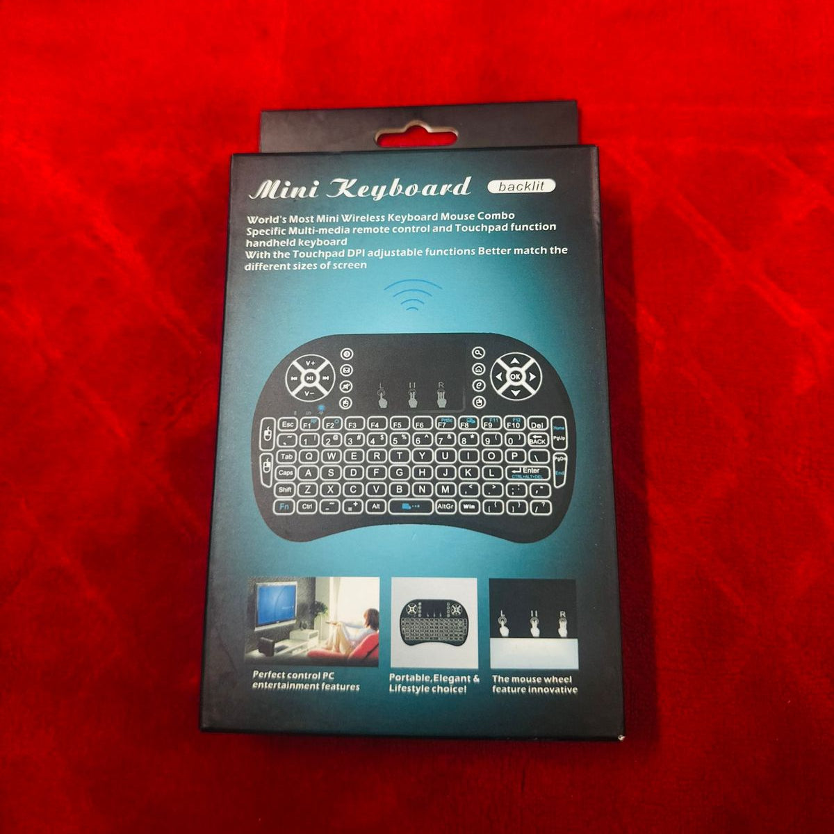 i8 2.4G Mini wireless keyboard with touchpad | 7-color Backlight ,plug and
